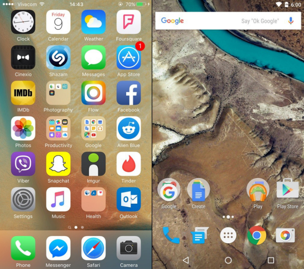 ios-9-vs-android-6.0-marshmallow-home-screen