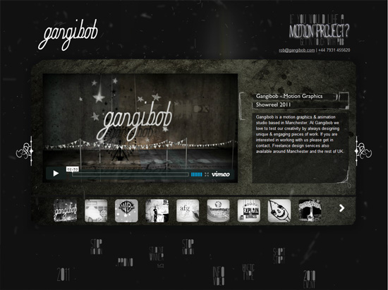 Textured website design example:Gangibob