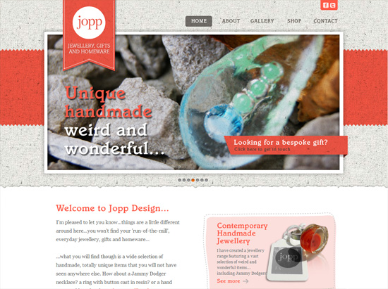 Textured website design example:Jopp