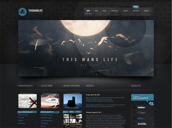 Textured website design example:Thismanslife