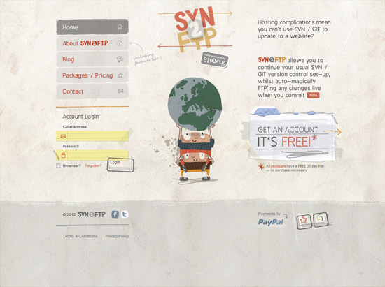 Textured website design example:SVN2FTP