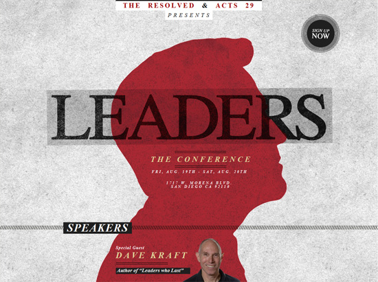 Textured website design example:Leaders - The Conference