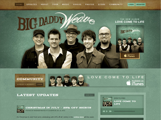 Textured website design example:Big Daddy Weave