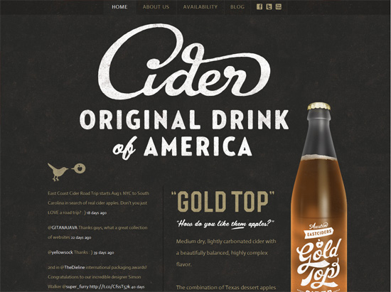 Textured website design example:Gold Top Cider