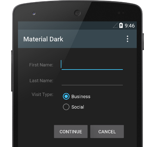 Dark material theme